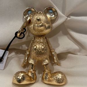DISNEY X BAUBLEBAR Mickey Mouse GOLD Bag Charm Glittery Gold Mickey Key Chain